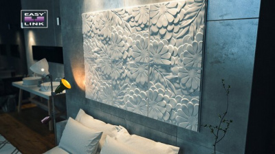 3D Дизайнерская панель из гипса FLORA PLATINUM ПАТИНА 600*600мм, 0,36м2