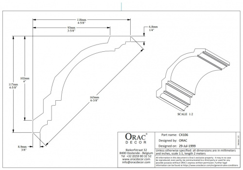 CX 106F Карниз (117х118х2000мм) (7) ГИБКИЙ Орак