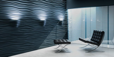 3D Дизайнерская панель из гипса SILK-2 LED RGB 2 модуля  с радиопультом, 600x600 мм, 0,36 м2