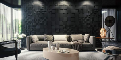 3D Дизайнерская панель из гипса KVADRO-mini, 100x100x30 мм, 0,01м2, 100 шт. в 1 м2