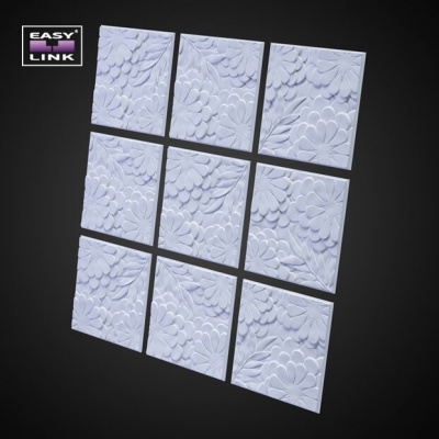3D Дизайнерская панель из гипса FLORA PLATINUM ПАТИНА 600*600мм, 0,36м2