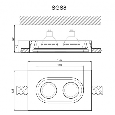 Гипсовый светильник SGS8 195х125х40