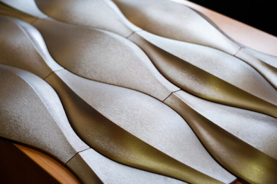 3D Дизайнерская панель из гипса DOVE в покрытии PLATINUM МАТ, 400x160x35 мм