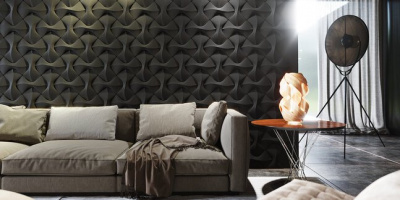 3D Дизайнерская панель из гипса FLIP в покрытии PLATINUM МАТ, 330x188x28 мм