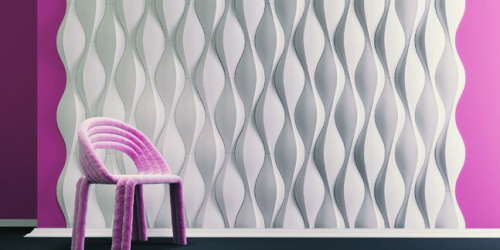 3D Дизайнерская панель из гипса DOVE в покрытии PLATINUM МАТ, 400x160x35 мм