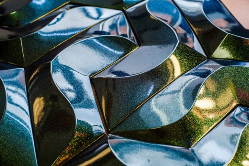 3D Дизайнерская панель из гипса CORAL в покрытии PLATINUM МАТ ДУБ СЕДОЙ, 348x151x30 мм