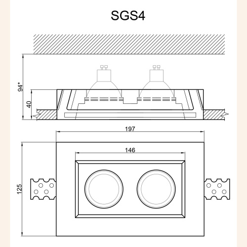 Гипсовый светильник SGS4 195х125х40